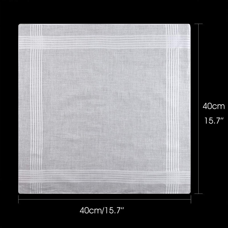 TUPARKA 12 Pack Pure White Cotton Handkerchiefs Large Pocket Squares