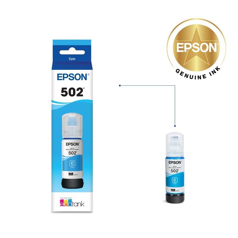 EPSON 502 EcoTank Ink Ultra-high Capacity Bottle Cyan Works with