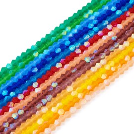 Craftdady 13 Strands 4 mm Faceted Glass Bicone Beads Frosted Crystal Bicone Bead Tiny Spacer Beads for Crafts DIY Friendship Bracelets Earring Jewelry Making Supplies