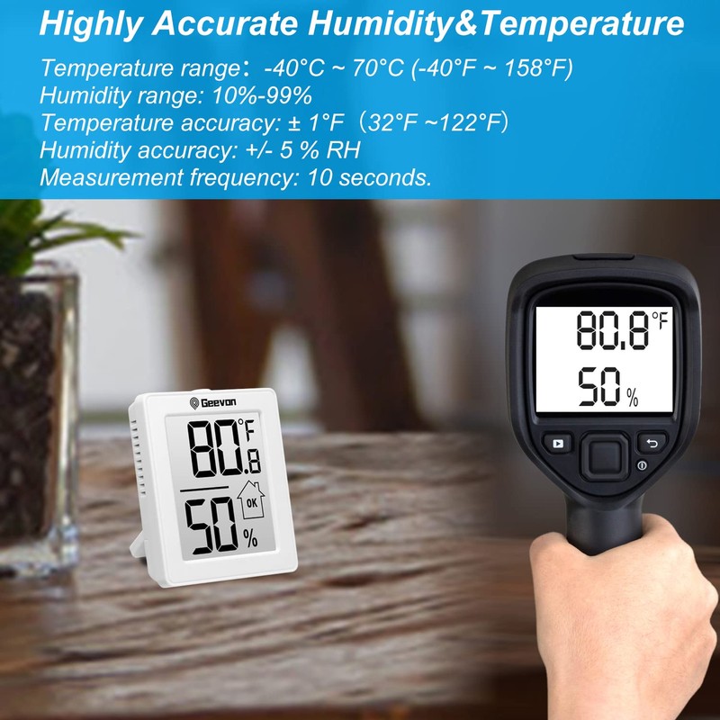 Geevon Indoor Thermometer Room Temperature Monitor,3 Pack Temperature Humidity Gauge