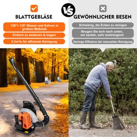 63CC 2 Stroke Backpack Gas Blower Gas Leaf Blower with Adjustable Shoulder Strap Single Cylinder Air-Cooled Gasoline Backpack Grass Blower Powerful Clearing Performance Snow Blower for Leaf, Snow