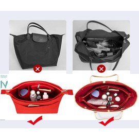purse Organizer Insert for Longchamp Bag le pliage Nevefull Tote Bag Organizer Y016-beige-L