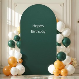 6FT Green Wedding Arch Backdrop Cover Spandex Fitted Arch Covers Stretchy Backdrop Round Top Chiara Backdrop Cover for Birthday Party Ceremony Banquet Decoration