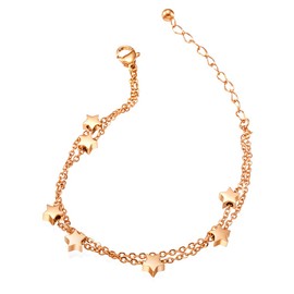 Haosell Rose Gold Stars Women's Bracelet Bracelet with Stars Pendants Double Chain Bracelet for Women Girls Bracelet Star Friendship Bracelet Friendship Bracelets, Stainless Steel