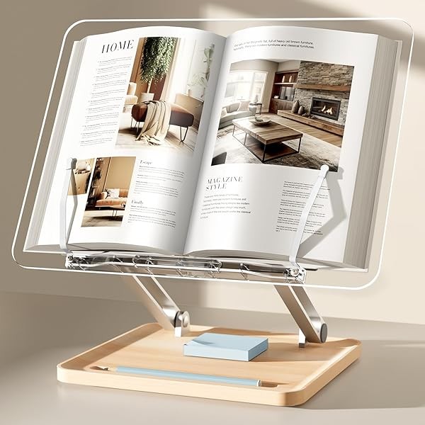 Adjustable Acrylic Book Stand for Reading, UPERGO Book Holder with