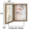 5x7 Double Picture Frames Hinged Wood Grain with Real Glass