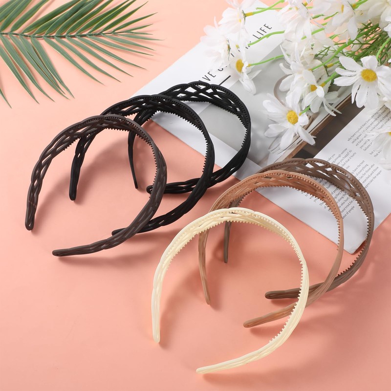 6 Pack Springtime Design Plastic Headbands for Women