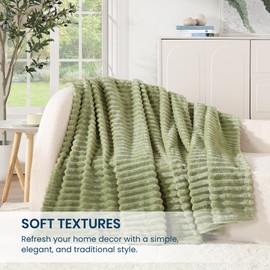 Monbix Olive Green Fleece Throw Blanket for Couch- Room Decor Soft Cozy Blankets for Women, Lightweight Fleece Flannel Bed Blanket Suitable for All Seasons(50"×60",Olive Green)