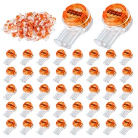 ciciment Button Cable UY2 Orange Clear Waterproof Crimp Butt Splice Connectors - Telephone Cable Repair Joints, Data Wire Connectors - 100 Pieces