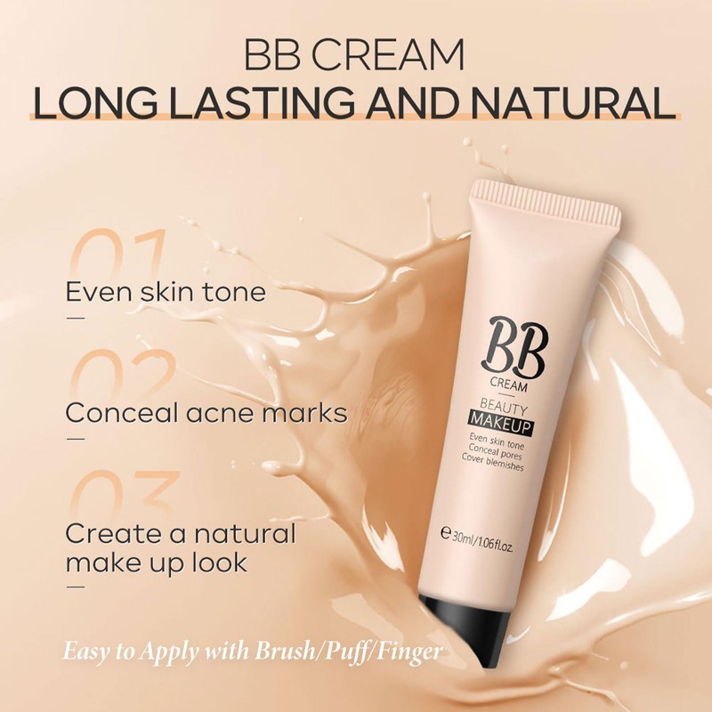 BB Cream Foundation, Waterproof Long Lasting Even Skin Tone Makeup,