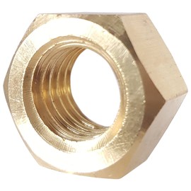 7/16-14 Full Finished Hex Nuts, Solid Brass, Grade 360, Plain Finish, Quantity 10