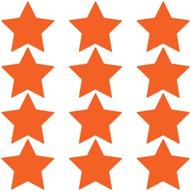LiteMark Removable Matte Finish Orange 4 Inch Star Decal Stickers, for Floors, Ceilings, Walls, Laptops, and Smooth Surfaces, (Pack of 12 Stars)
