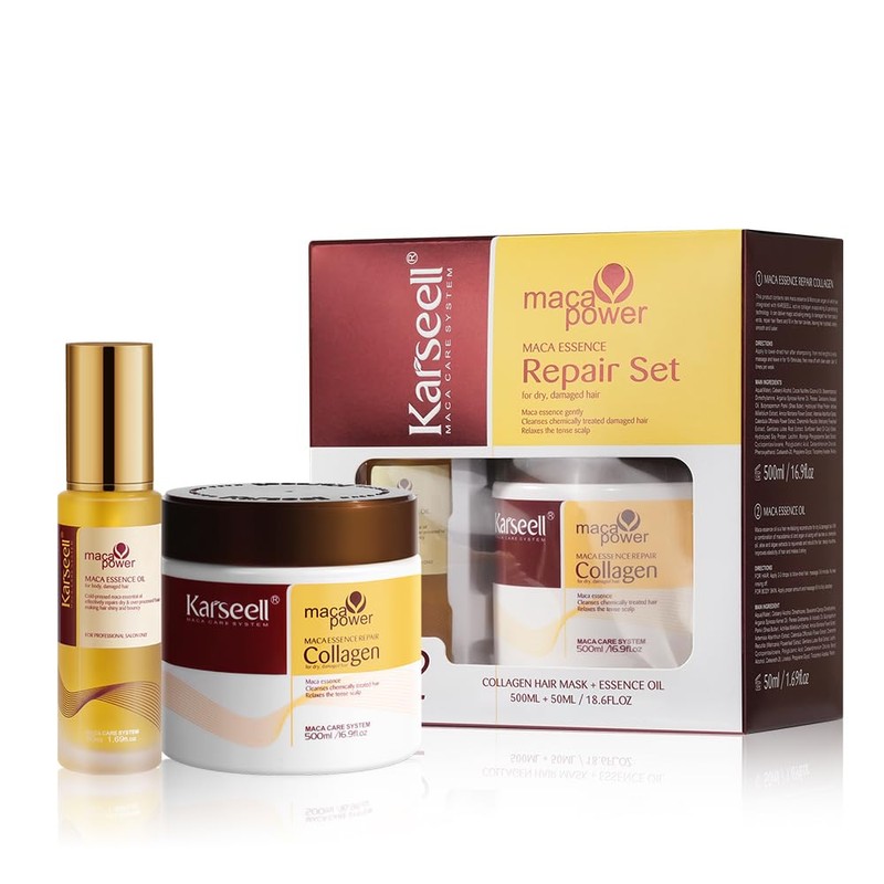 Karseell Mascarilla con Colágeno y Aceite Capilar, Set de 2
