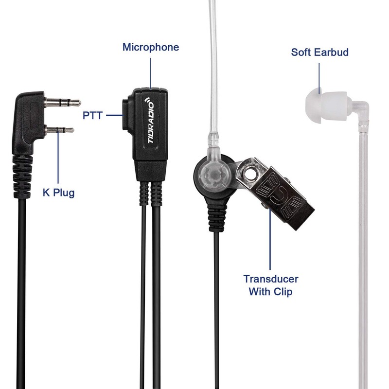 TIDRADIO Walkie Talkie Earpiece with Mic (Includes Earmolds and Ear