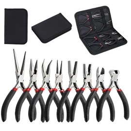 Juego de 8 Alicates para Joyas, Pinzas para Kit Fabricación de Joyas, Herramientas Manuales, Alicates Kit para Hacer Pulseras, Pinzas para Joyería, Herramientas Portátiles para Joyería