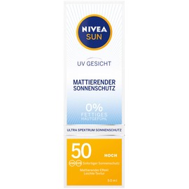 NIVEA SUN UV Face Mattifying Sun Protection SPF 50 (50 ml), Non-Greasy Sun Cream for the Face, Instant Effective Sun Lotion with Light Texture