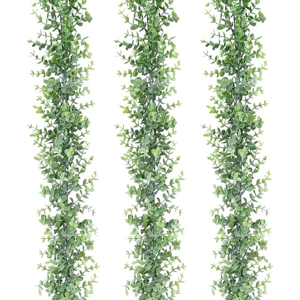 Dolicer 3 Pack Artificial Eucalyptus Garland Bulk, 6Ft/Pcs Greenery Garland