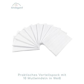 Kindsgard Muslin Nappies White 70 x 70 cm - Pack of 10 - 100% Cotton - Muslin Cloths Baby - Cotton Nappies - Perfect for Baby First Equipment