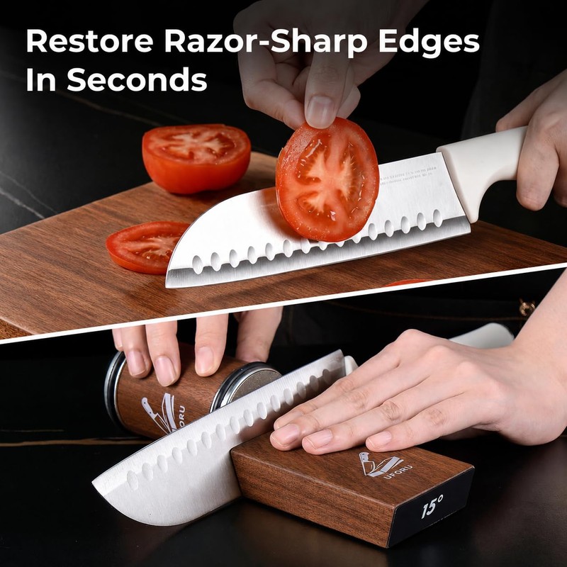 UFORU Rolling Knife Sharpener Kit, Knife Sharpener Tool with 15°