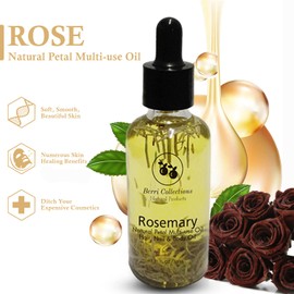 Multi Use Premium Natural Rosemary Oil - Moisturizer and Strengthens Treatment for Dry Hair & Skin Care - Rich in Vitamin A & Vitamin E - Enhance Your Natural Beauty - Rose Petals Nourish Oil for Men-Women- 50ml