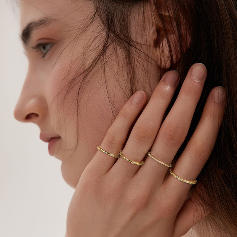 HAIAISO Stacking Rings for Women Stackable Band Ring Plain Statement