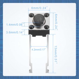 120個 ミニマイクロタクタイルプッシュボタンスイッチ 6x6x5mm、2 PinMomentary Tackプッシュボタンスイッチ PCBホールブレッドボード経由