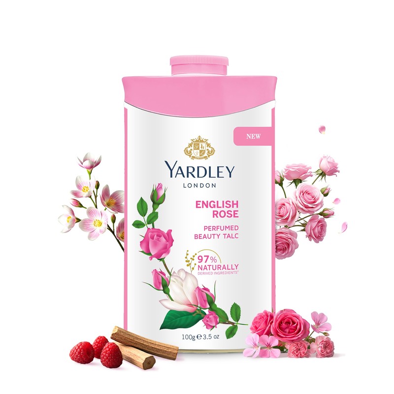 Yardley London ENGLISH ROSE Perfumed Deodorizing Talc Talcum Powder 100gm
