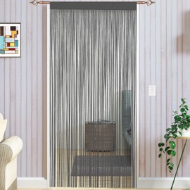 Taiyuhomes String Door Curtains Fly Screen Curtain For Window Decorations Living Room Doorways Crystal Plain Tassel (90x245cm) Grey