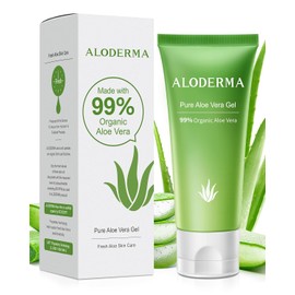 Aloderma Pure Aloe Vera Gel - Soothes and Hydrates Dry, Itchy, or Irritated Skin; great for Acne, Dandruff, Sunburn, Rashes (4 oz)