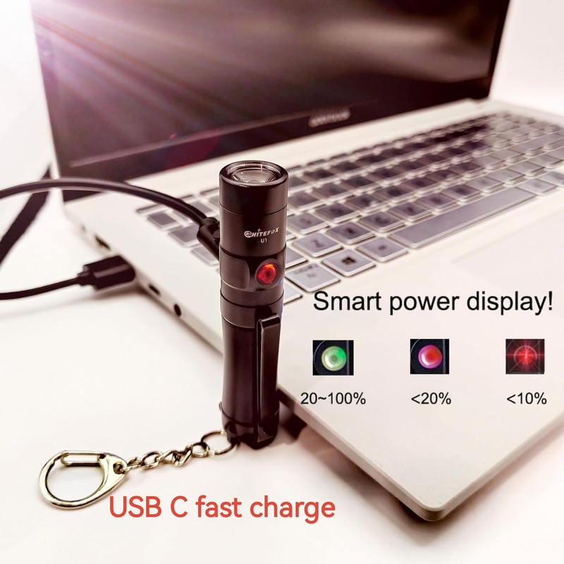 Nitefox Mini Rechargeable Keychain Flashlight USB C Bright Key Light