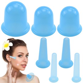 7 Stück Schröpfgläser Silikon Set: Schröpfgerät Silikon für Körper und Gesicht, Schröpfen Vacuum Tasse für gegen Cellulite Falten und Verspannungen, Schröpfmassage Schröpftherapie (Blau)