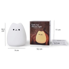 Fuwu, Lampara de noche led para niño o bebe infantil en forma de gato, 3 filminas diferentes para proyectar con sonido incluida, lampara proyector de estrellas. (Gatito)