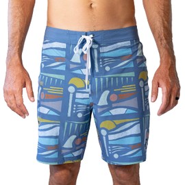 Maui Rippers Men's 19" 4-Way Stretch Boardshorts Swim Trunks (Retro Aloha, 38)