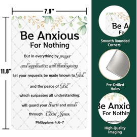Christian Metal Tin Sign Philippians 4:6-7 Be Anxious For Nothing Tin Sign Christian Bible Verse Wall Decor Prayer Sign Scripture Wall Art Plaques Scripture Bible Quotes For Home Office 8x12 Inch
