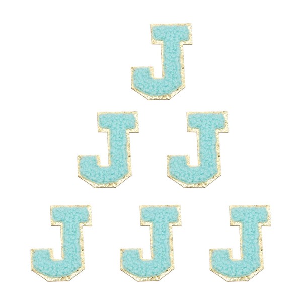PATIKIL Buchstaben-Aufnäher, 6 Stück, Anfangsbuchstabe J, selbstklebender Aufnäher, bestickter Stoff,