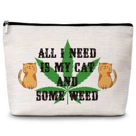 Cosmetic Bag for Women, All I Need Is My Cat And Some Weed Travel Makeup Bag, Small Unique Makeup Bag, Cat Lover Gifts for Women, Birthday Gifts for Teen Girls Sisters Besties Friends -15