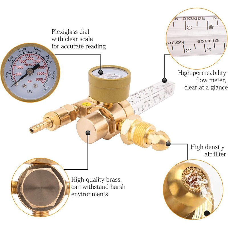 Argon Co2 Regulator for Mig Welder Gas Regulator With 6.6Ft