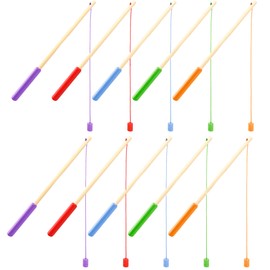 10 Pcs Kids Magnetic Fishing Poles Wooden Magnetic Fishing Rods Colorful Wooden Fishing Games for Kindergarten Boys Girls Fishing Game Birthday Gifts, 5 Colors
