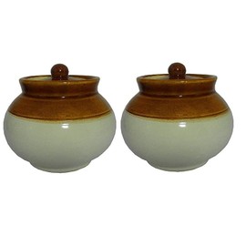 Qimacplus Ceramic Handi Pickle Jar| Food Storage Jar | Multipurpose Jar | Lota Jar For kitchine and Dinning table 500 ML set of 2