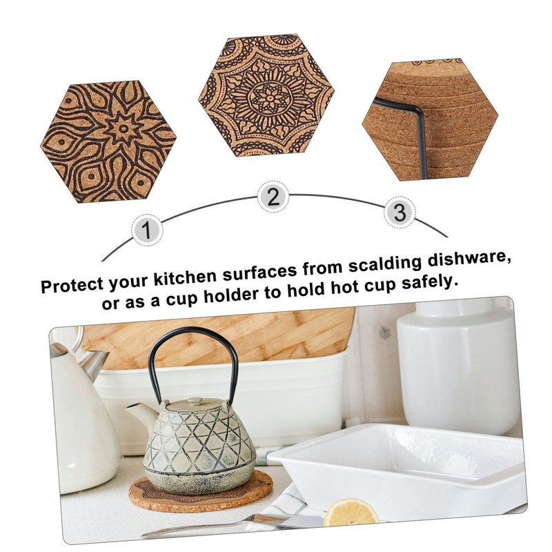 GRIRIW 1 Set Creative Nordic Round Wooden Coasters Decorative Heat