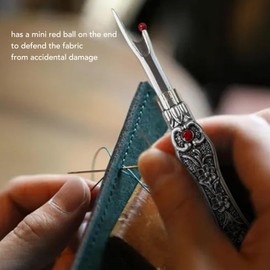 2Pcs Metal Seam Ripper Set,Seam Ripper Thread Remover Tool,DIY Metal Hand Stitch Remover Thread Remover for Needlework Leatherwork(Silver)