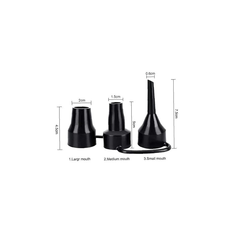 Black 3 Sizes Air Pump Replacement Nozzles, Inflatable Pump Nozzles