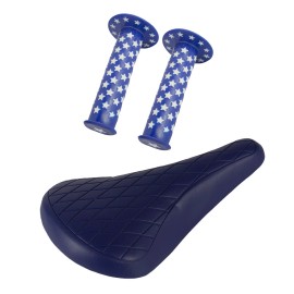 PRO+ Blue Diamond Saddle & Blue Star Grips BMX BIKE