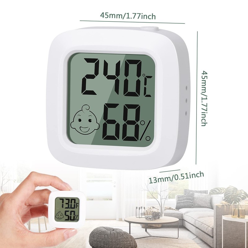 Vinabo Pack of 2 Room Thermometers, Thermometers, Thermo-Hygrometer with High
