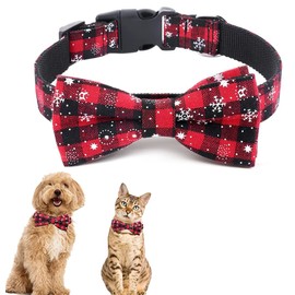 Viojrlly Christmas Collar Dog Cat Neckerchief Dog Collar Removable Bow Christmas Adjustable Cats Christmas Bow Tie Santa Claus Pet Neckerchief Christmas Costume S (B)