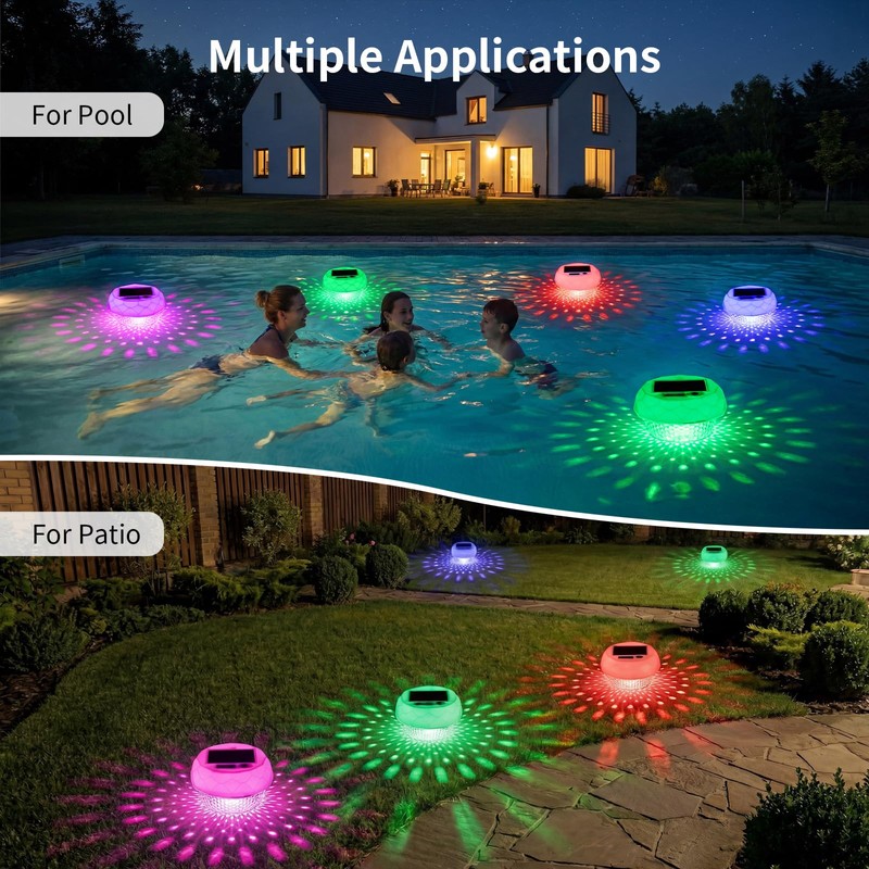 Upgrade 3-in-1 Solar Pool Light Floater, Chlorine Dispenser with Digital