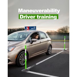 RoadHero 3 Pack Traffic Delineator Post with Weighted Rubber Base, Portable Lime Green Safety Barrier Posts Cones with 5 FT Plastic Chain and Reflective Collars for Parking Lots,Construction Events