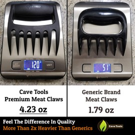 Cave Tools Talon-Tipped Meat Claws for Shredding Pulled Pork, Chicken, Turkey, and Beef- Handling & Carving Food - Barbecue Grill Accessories for Smoker, or Slow Cooker - Black