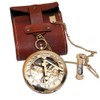 Brass Sundial Compass with Leather Case - Compass Gift for
