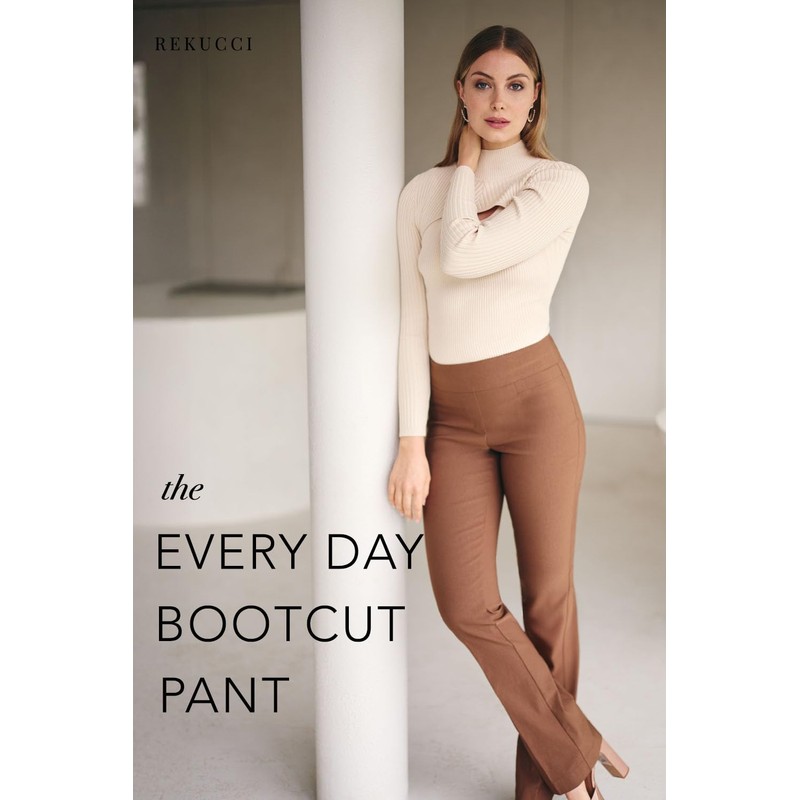 Rekucci Womens Ease into Comfort Stretchy Business Casual Bootcut Pull-On